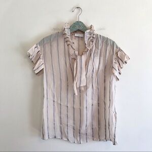 NWT Sandro Rena Metallic Stripe Top Blush Pink
